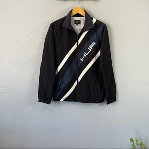 HUF men’s lightweight zip front embroidered jacket size small